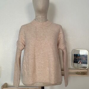Madewell Cable Havener Pullover Sweater Heather Powder Size XS